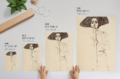 Poster decorativo Retrato de uma Mulher (1910) de Egon Schiele – um desenho a traço feminino da coleção do Museu MET