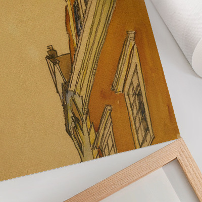 Impressão em tela Vista frontal do edifício (casa em Krumau) (1910) por Egon Schiele