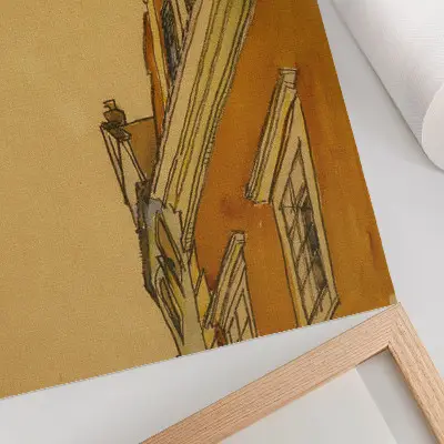 Impressão em tela vista frontal do edifício Casa em Krumau de 1910 por Egon Schiele