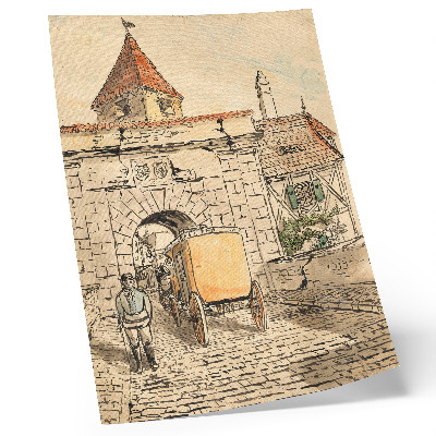 Impressão em tela Portão da cidade com carruagem (trabalho de estudante) por Egon Schiele