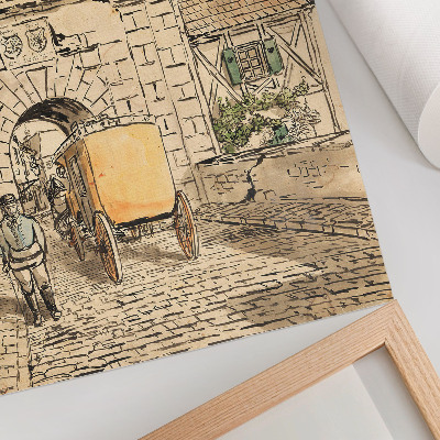 Impressão em tela Portão da cidade com carruagem (trabalho de estudante) por Egon Schiele