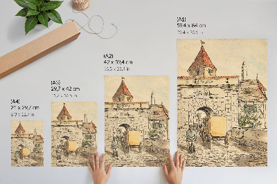 Impressão em tela Portão da cidade com carruagem (trabalho de estudante) por Egon Schiele