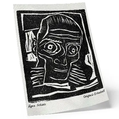 Arte de parede ilustração abstrata de uma cabeça por Egon Schiele, edição de 1916 da revista Die Aktion