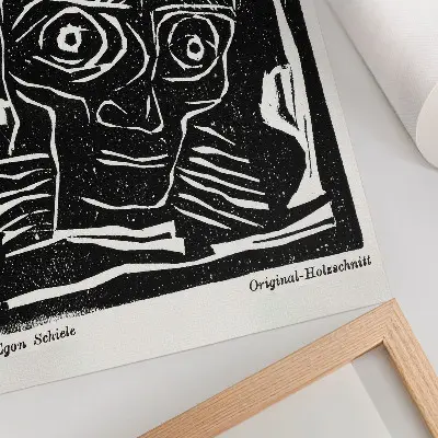 Arte de parede ilustração abstrata de uma cabeça por Egon Schiele, edição de 1916 da revista Die Aktion