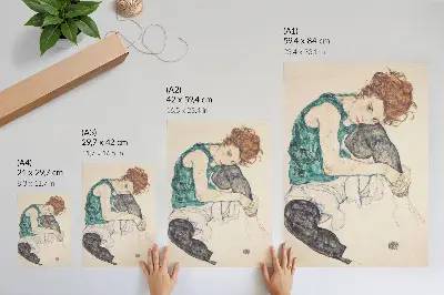 Arte de parede reprodução da obra Mulher sentada com o joelho levantado de 1917 por Egon Schiele