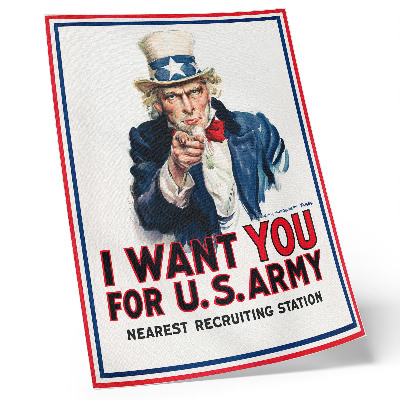 Impressão em tela Cartaz de procurado para soldados americanos, uma litografia estética de James Montgomery Flagg