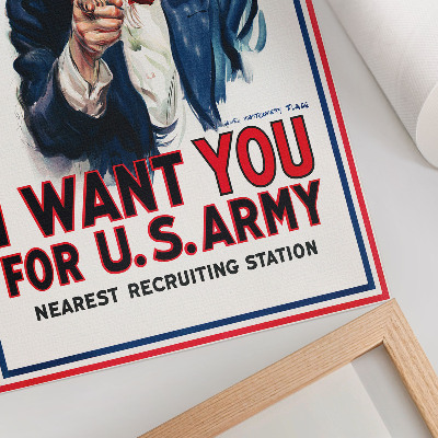 Impressão em tela Cartaz de procurado para soldados americanos, uma litografia estética de James Montgomery Flagg