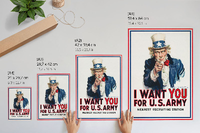 Impressão em tela Cartaz de procurado para soldados americanos, uma litografia estética de James Montgomery Flagg