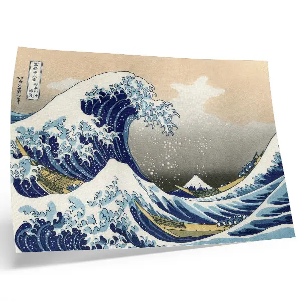Poster em tela A Grande Onda de Kanagawa gravura japonesa ukiyo-e de Hokusai