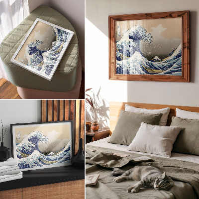 Poster em tela A Grande Onda de Kanagawa (1760–1849) de Hokusai – gravura japonesa ukiyo-e em madeira