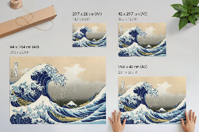 Poster em tela A Grande Onda de Kanagawa (1760–1849) de Hokusai – gravura japonesa ukiyo-e em madeira