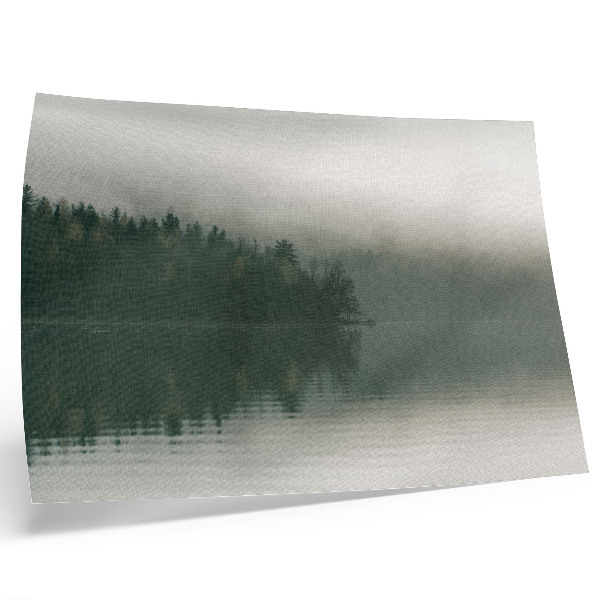 Poster Paisagem florestal enevoada junto ao lago