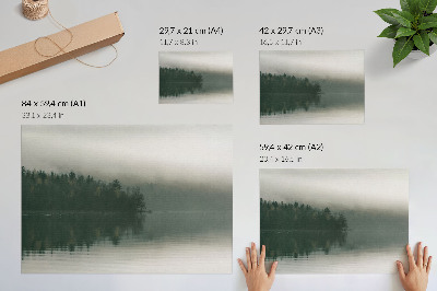Poster Paisagem florestal enevoada junto ao lago
