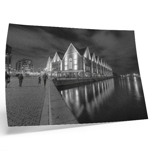 Poster para a sala Arquitetura monocromática com reflexo na água.