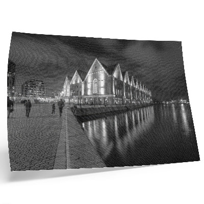 Poster para a sala Arquitetura monocromática com reflexo na água.