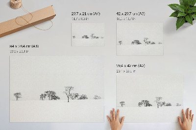 Poster mural Paisagem minimalista, árvores de inverno, paz