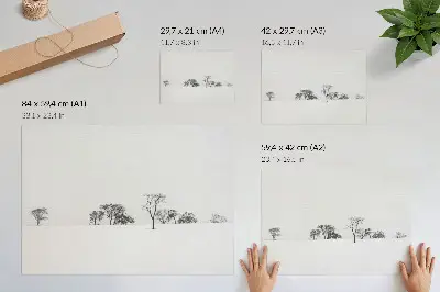 Pôster mural paisagem minimalista com árvores de inverno trazendo sensação de paz