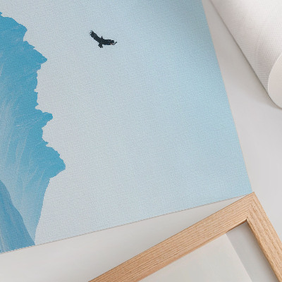 Poster Paisagem minimalista de pássaros na montanha