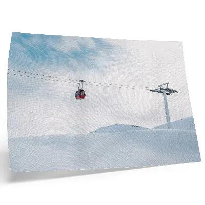 Poster de parede paisagem de montanhas com teleférico e céu em contraste dinâmico de cores