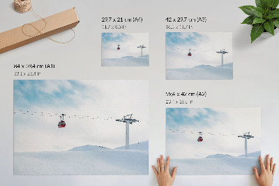 Poster mural Montanhas, teleférico, céu, contraste de cores dinâmico