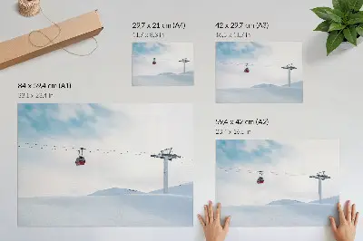 Poster de parede paisagem de montanhas com teleférico e céu em contraste dinâmico de cores