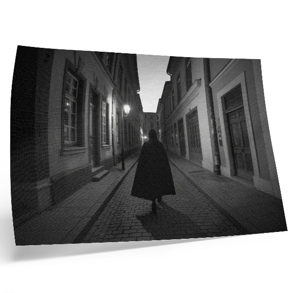 Poster Rua escura, figura misteriosa, atmosfera nostálgica