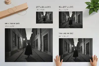 Pôster rua escura com figura misteriosa em atmosfera nostálgica