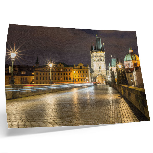 Poster para a sala Arquitetura encantadora da ponte iluminada da cidade à noite