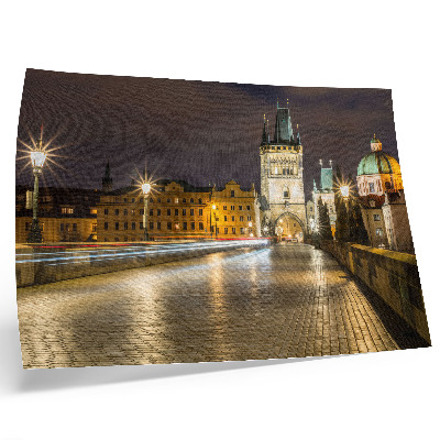 Poster para a sala Arquitetura encantadora da ponte iluminada da cidade à noite