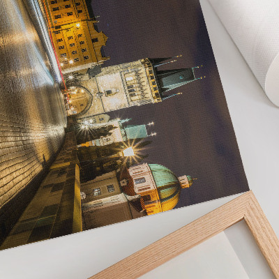 Poster para a sala Arquitetura encantadora da ponte iluminada da cidade à noite