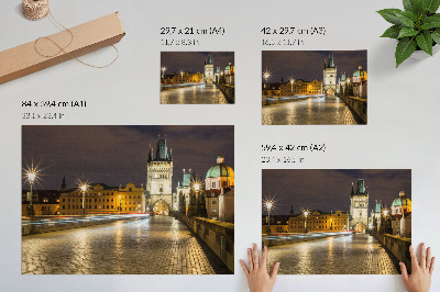 Poster para a sala Arquitetura encantadora da ponte iluminada da cidade à noite