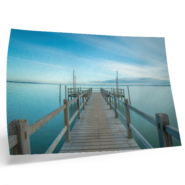 Poster Ponte sobre o lago, azul, paz, simplicidade