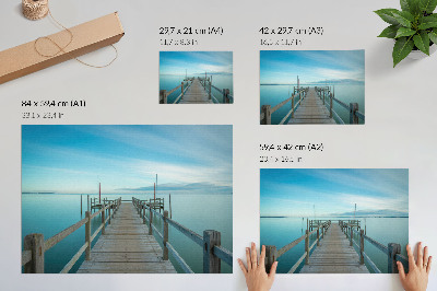 Poster Ponte sobre o lago, azul, paz, simplicidade