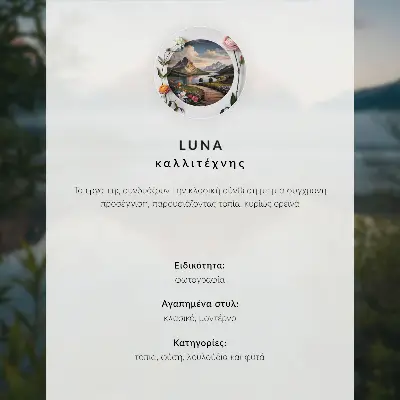 Poster com montanhas, lago, pessoa e harmonia da natureza