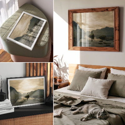 Poster Montanhas, lago, pessoa, paz, harmonia da natureza
