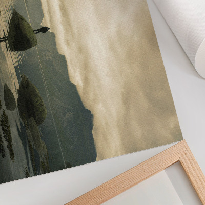 Poster Montanhas, lago, pessoa, paz, harmonia da natureza