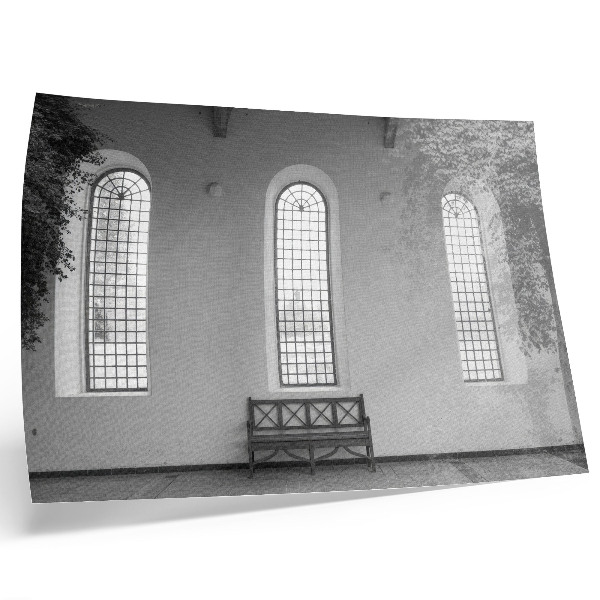 Poster em tela Interior minimalista com janelas e plantas.