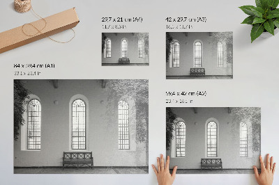 Poster em tela Interior minimalista com janelas e plantas.