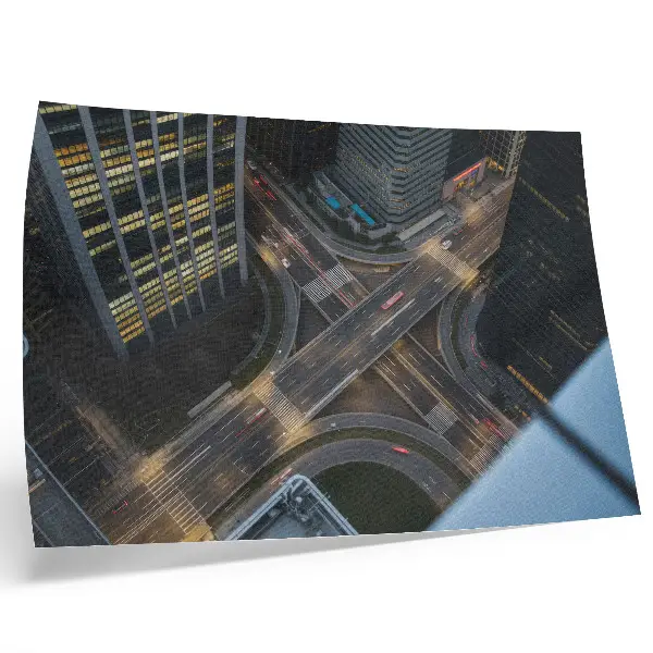 Poster mural paisagem urbana noturna, vista aérea e modernidade