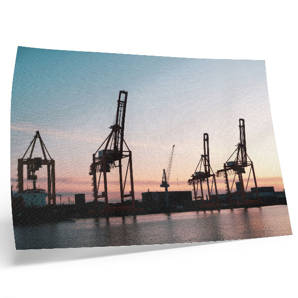 Poster para a sala Guindastes no porto ao pôr do sol