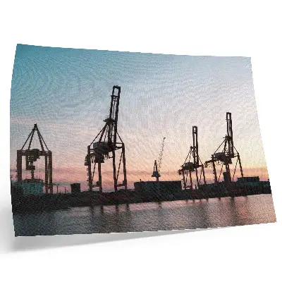 Poster Guindastes no porto ao pôr do sol para a sala