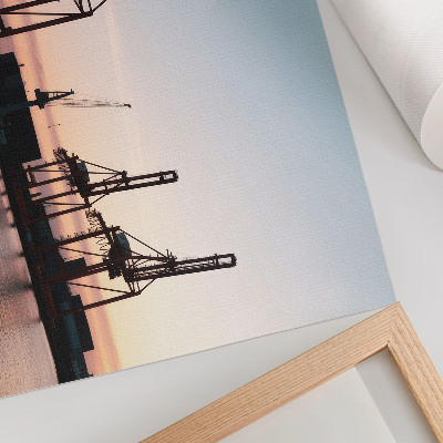Poster para a sala Guindastes no porto ao pôr do sol