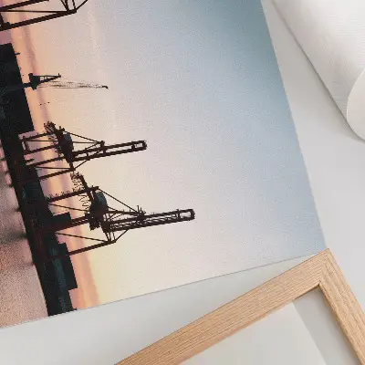 Poster Guindastes no porto ao pôr do sol para a sala