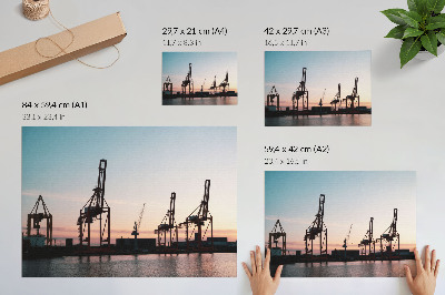 Poster para a sala Guindastes no porto ao pôr do sol