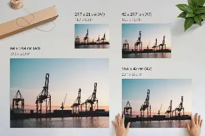 Poster Guindastes no porto ao pôr do sol para a sala