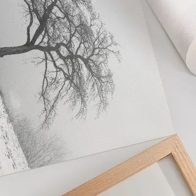 Poster para sala árvore solitária com temática de inverno, paz e minimalismo