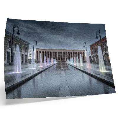 Poster de fontes e iluminação arquitetônica moderna