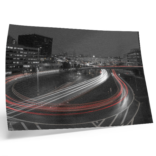 Poster em tela Movimento dinâmico das luzes da cidade noturna