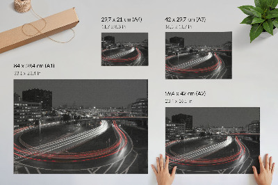 Poster em tela Movimento dinâmico das luzes da cidade noturna