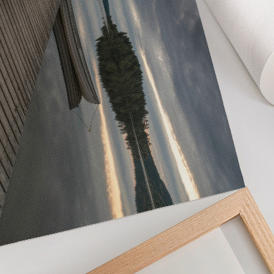 Poster em tela Lago, barco, floresta, nuvens, atmosfera tranquila